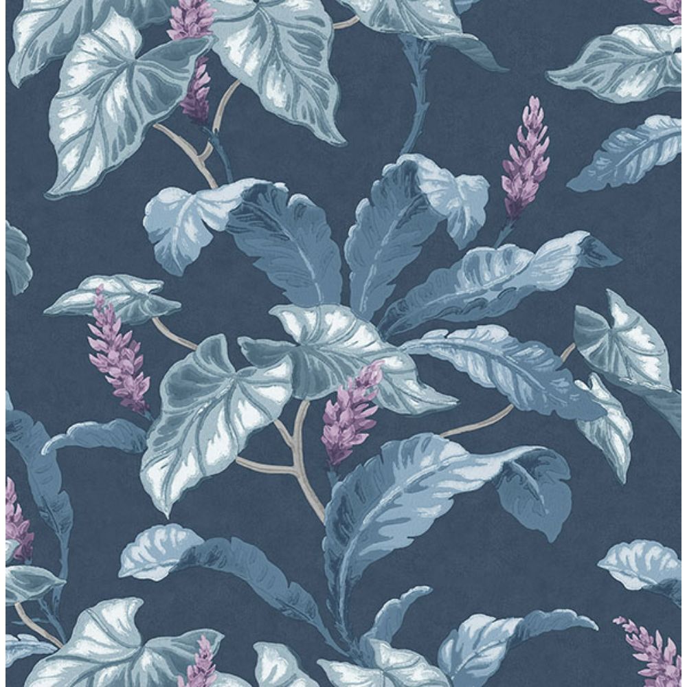 Brewster M1693 Meridian Parade Blue Tropical Leaves Wallpaper
