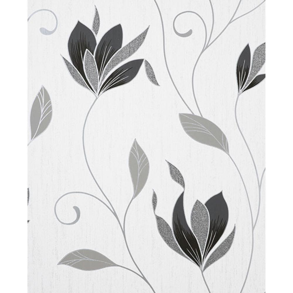 Fine Decor by Brewster M1719 Synergy Black Floral Wallpaper