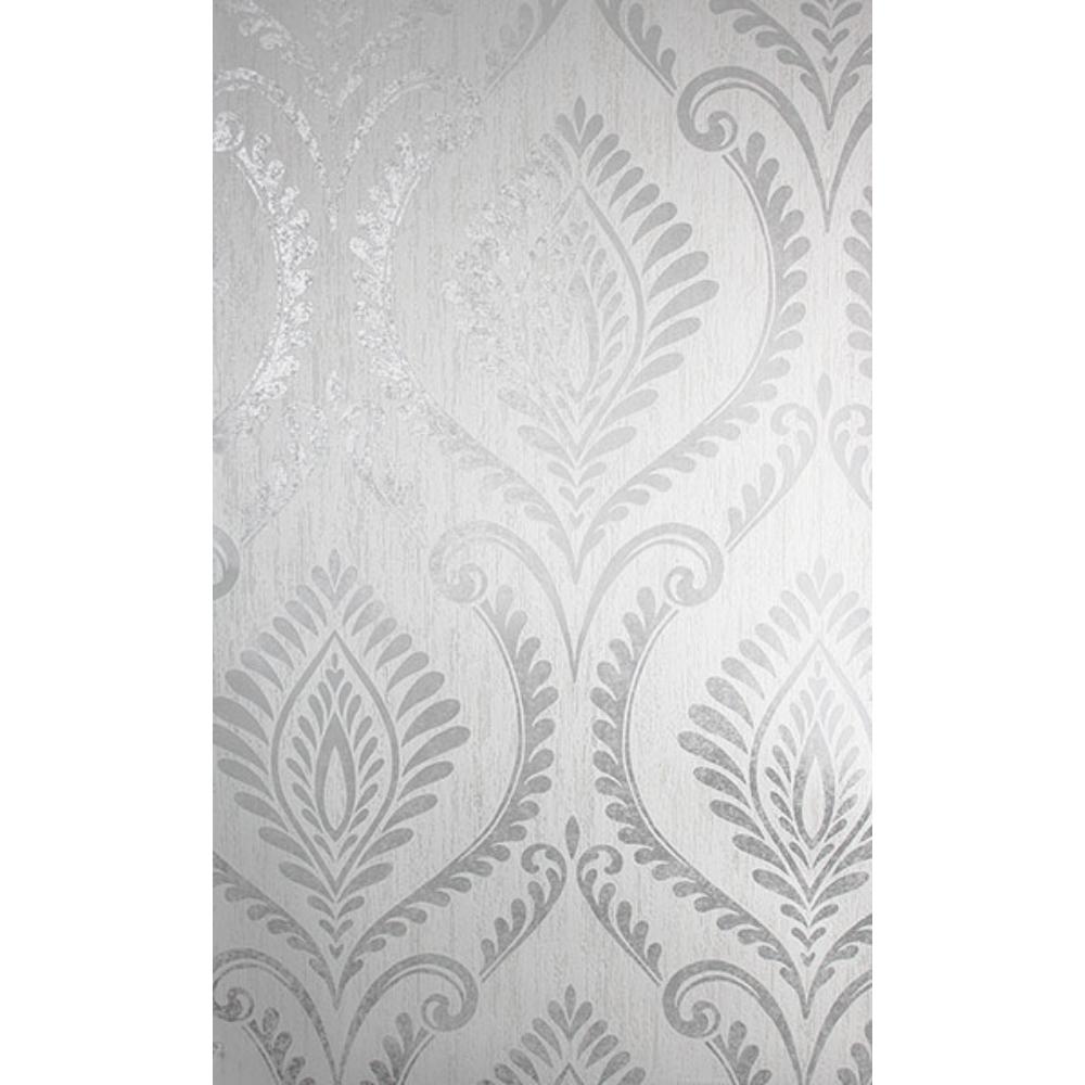 Fine Decor by Brewster M1756 Estelle Grey Damask Wallpaper