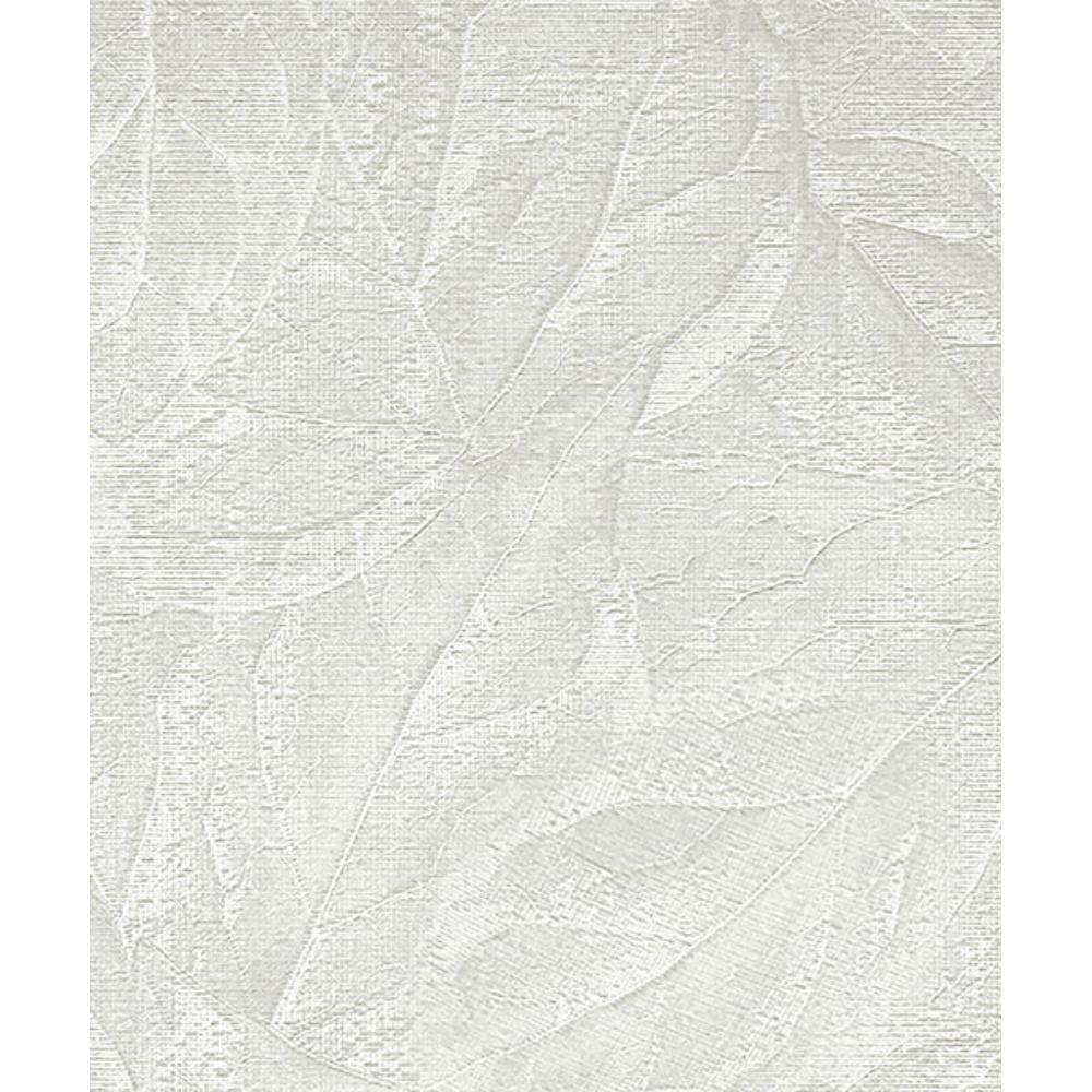 Fine Decor by Brewster M95664 Aspen White Leaf Wallpaper
