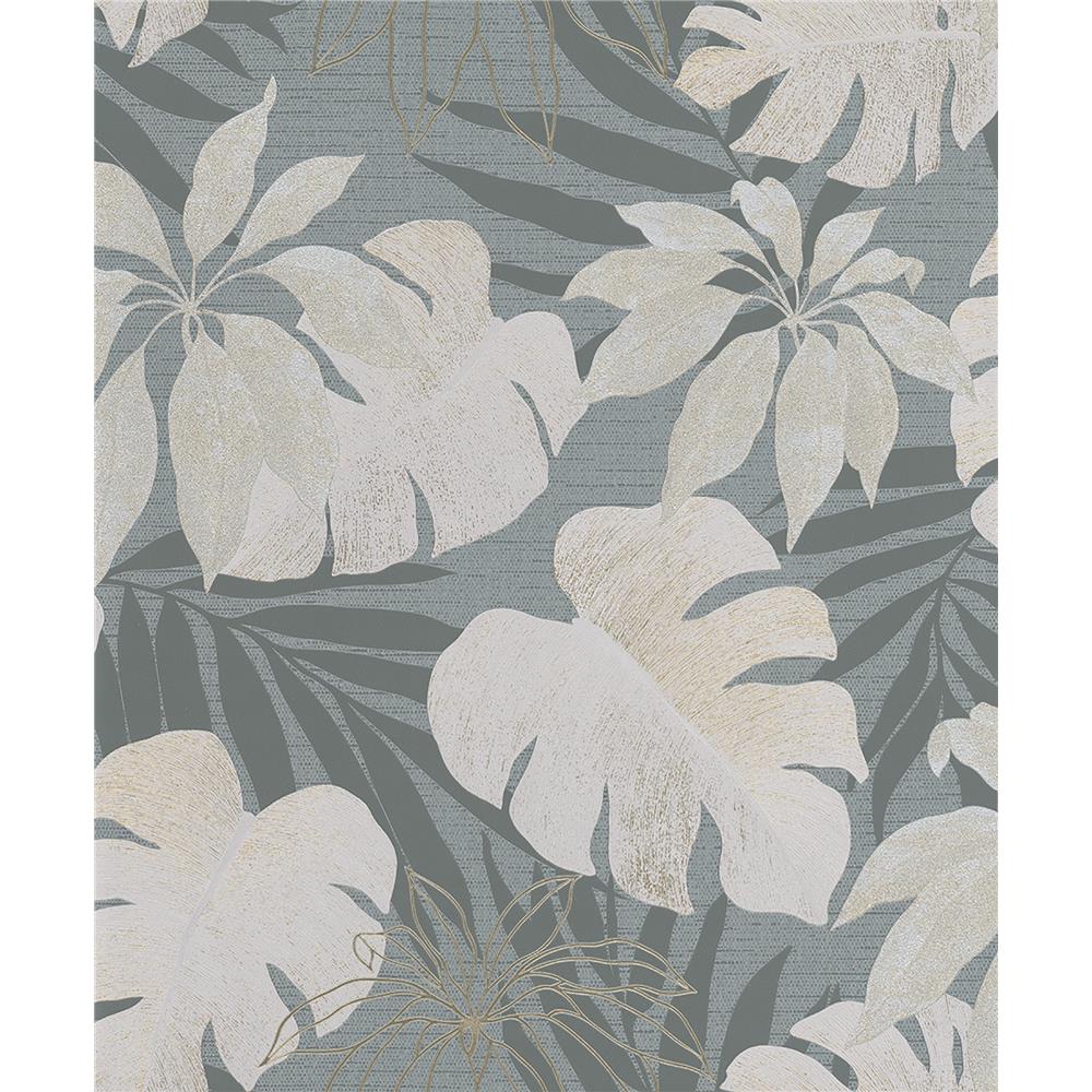 Marburg by Brewster MG31601 Sidewall Nona Grey Tropical Leaves Wallpaper