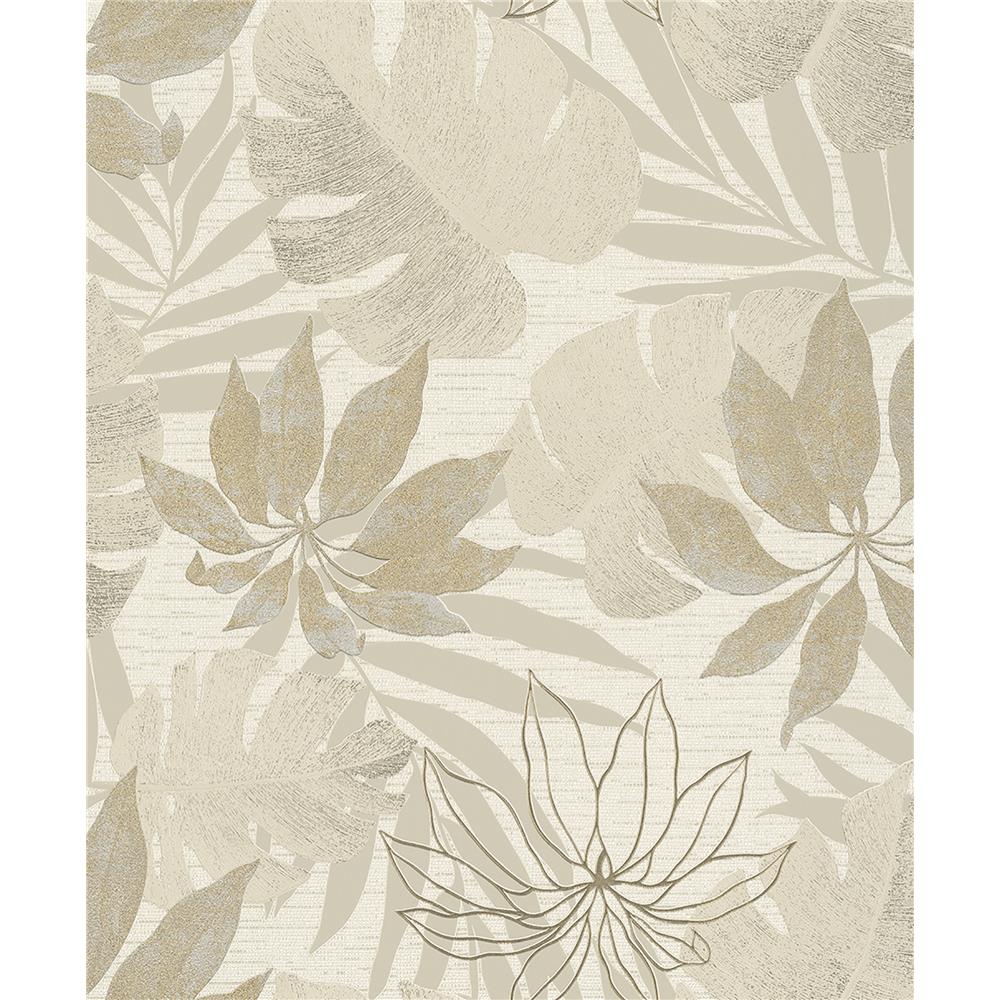Marburg by Brewster MG31602 Sidewall Nona Beige Tropical Leaves Wallpaper