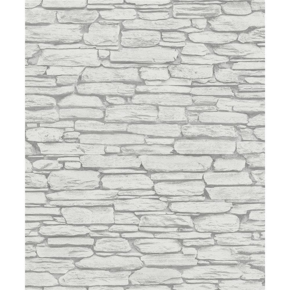 Marburg by Brewster MG81902 Kamen Light Grey Stone Wallpaper
