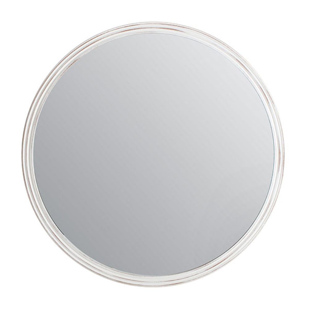 Fetco by Brewster MR3802W White 30-in. Round Carved Frame Mirror