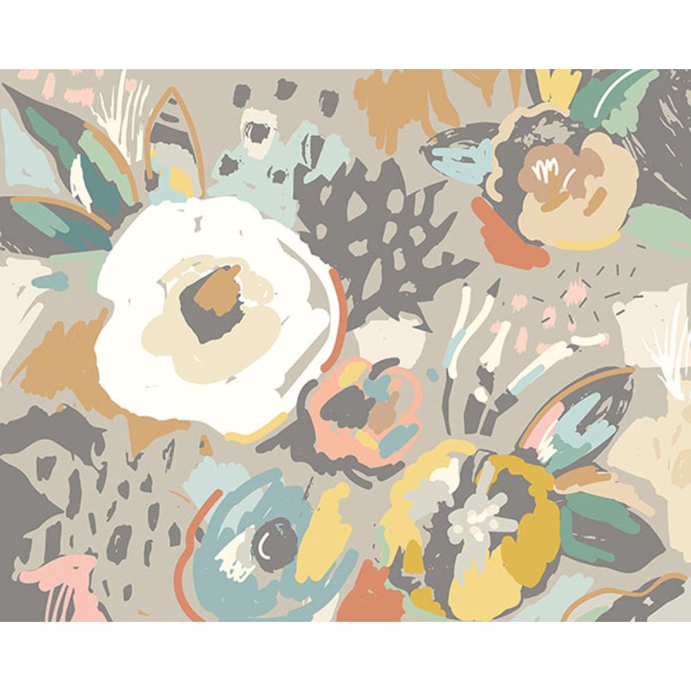 Origin by Brewster MUR253M Neutral Abstract Floral Wall Mural