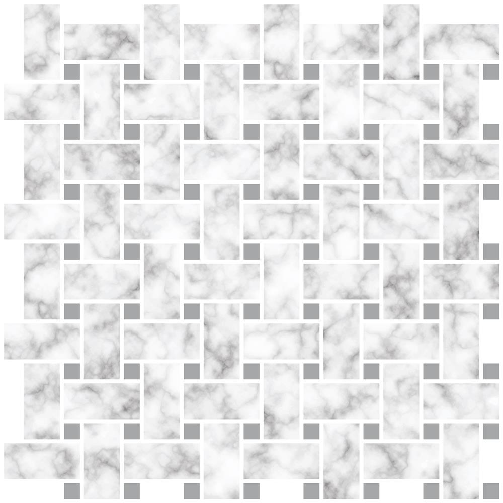 InHome by Brewster NH2957 Basketweave Carrara Peel & Stick Backsplash Tiles