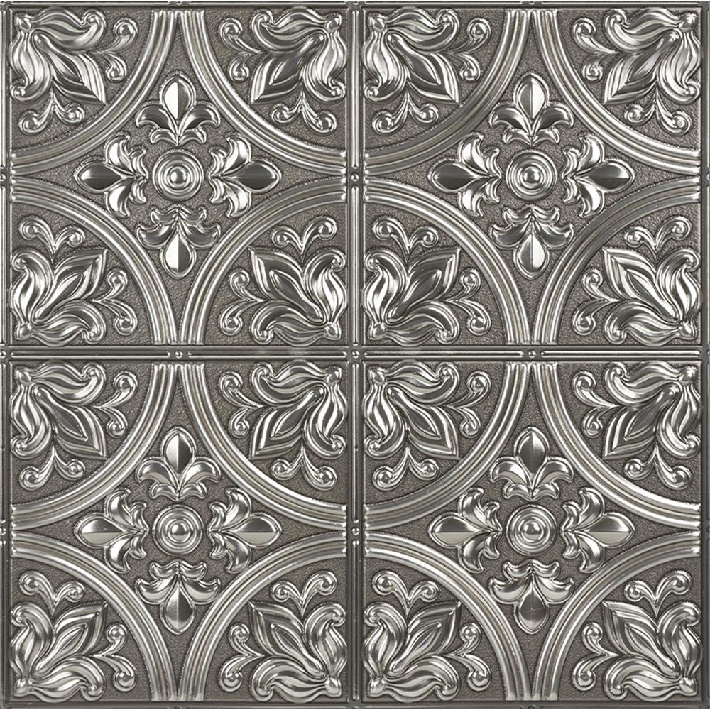 InHome by Brewster NH2986 Chelsea Silver Peel & Stick Tin Tiles