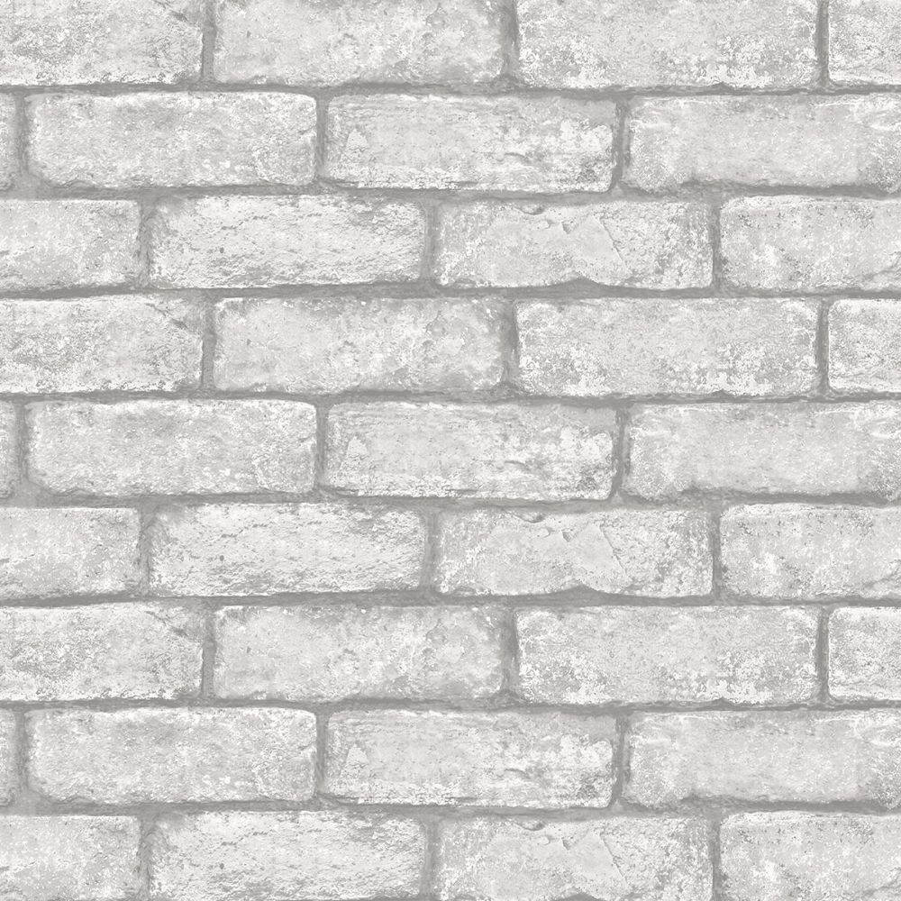 InHome By Brewster NH3060 Cambridge Brick Grey Peel & Stick Wallpaper