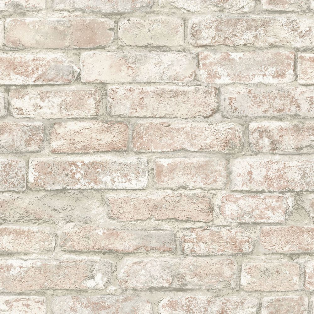 InHome By Brewster NHS3708 White Washed Denver Brick Peel & Stick Wallpaper
