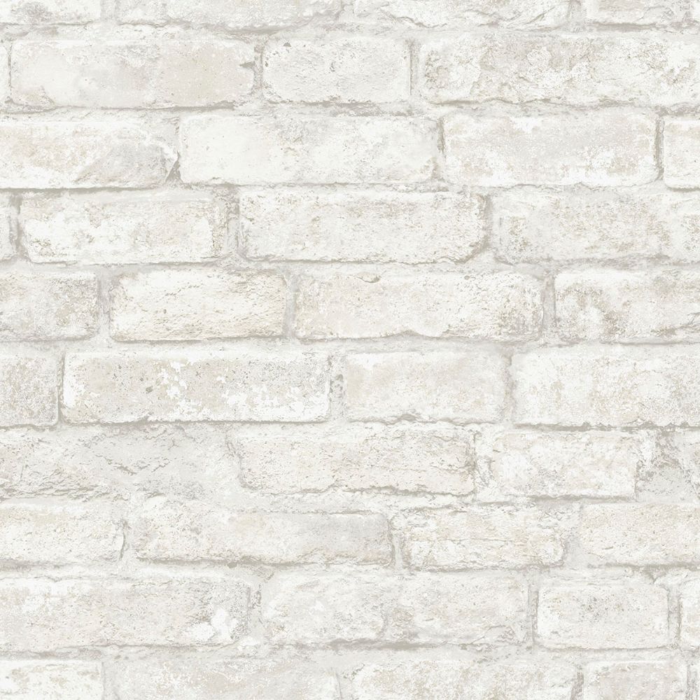 InHome By Brewster NHS3709 White Denver Brick Peel & Stick Wallpaper