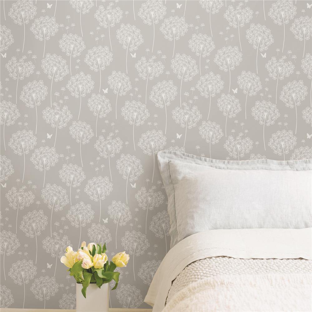 NU1651 - NuWallpaper by Brewster NU1651 Dandelion Taupe Peel And Stick