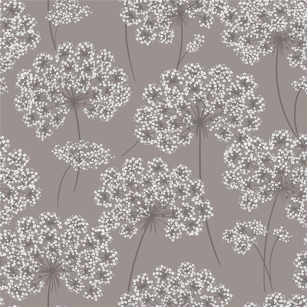 NuWallpaper by Brewster NU1693 Angelica Grey Peel and Stick Wallpaper 