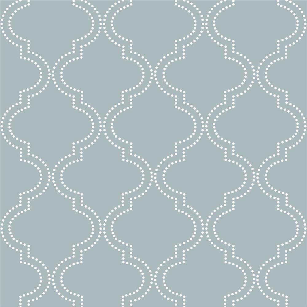NuWallpaper by Brewster NU1826 Slate Blue Quatrefoil Peel And Stick Wallpaper