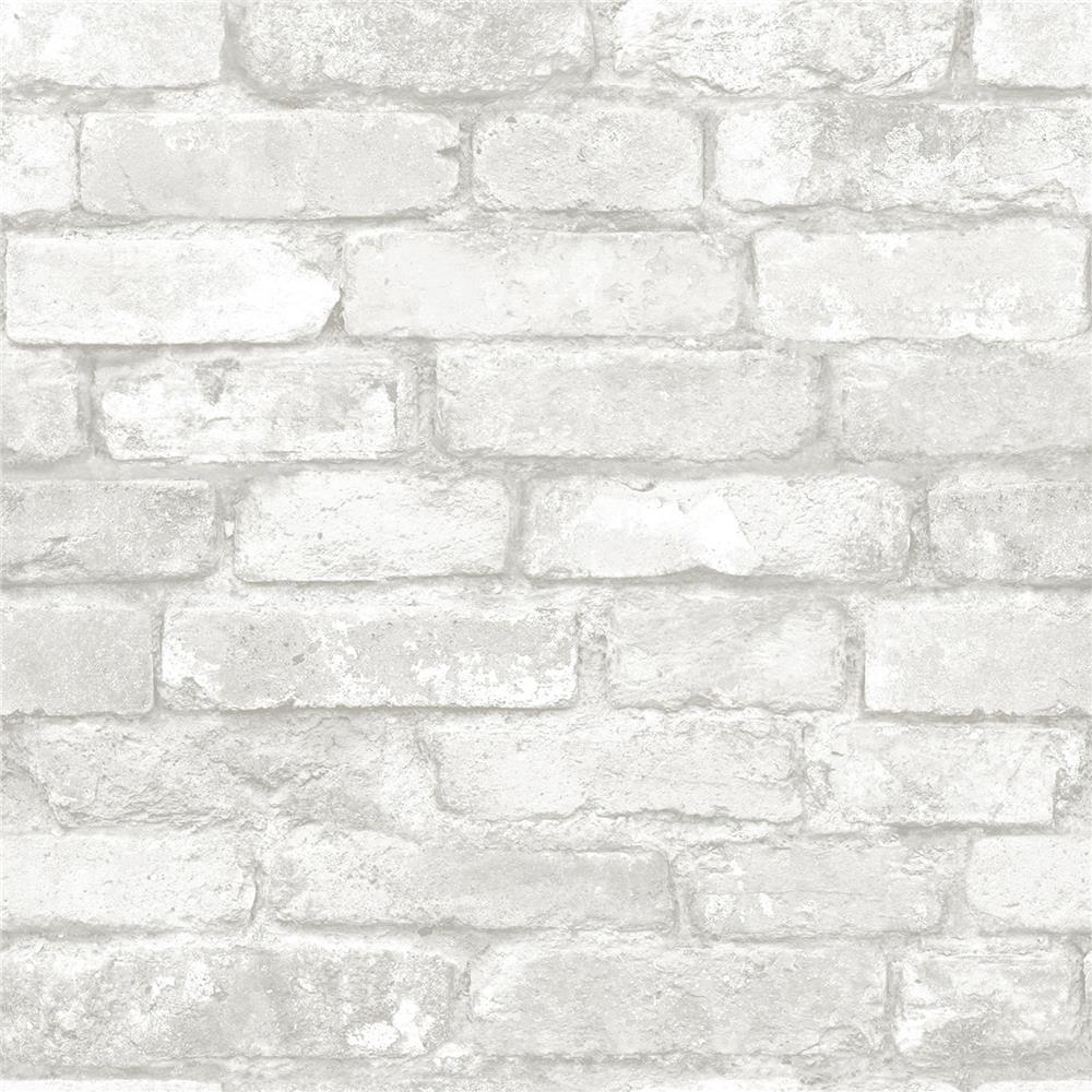 NuWallpaper by Brewster NU3010 Grey and White Brick Peel & Stick Wallpaper