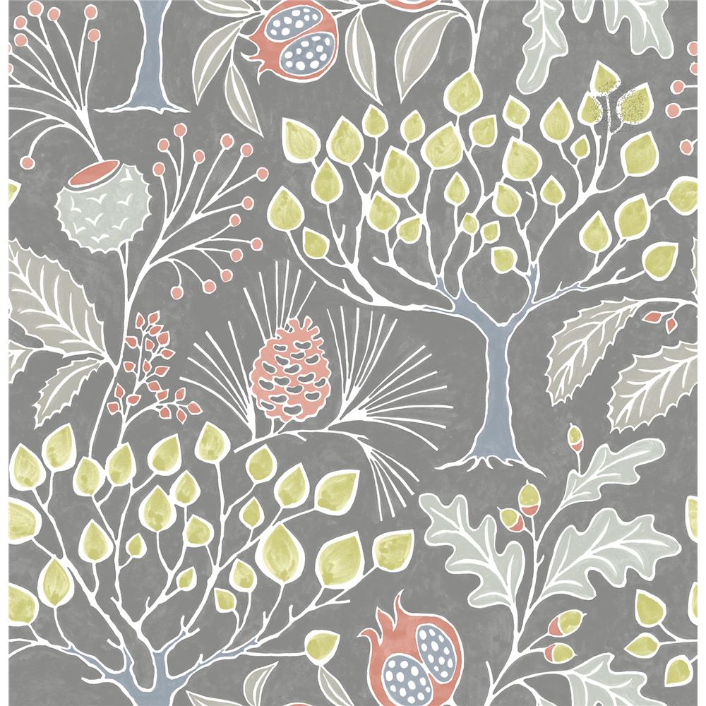 NuWallpaper by Brewster NU3039 Groovy Garden Grey Peel & Stick Wallpaper