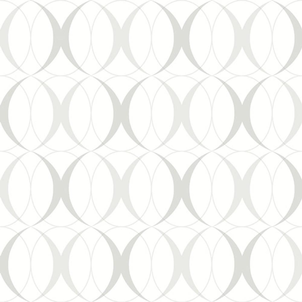NuWallpaper by Brewster NUS1704 Circulate Light Silver Peel & Stick Wallpaper 