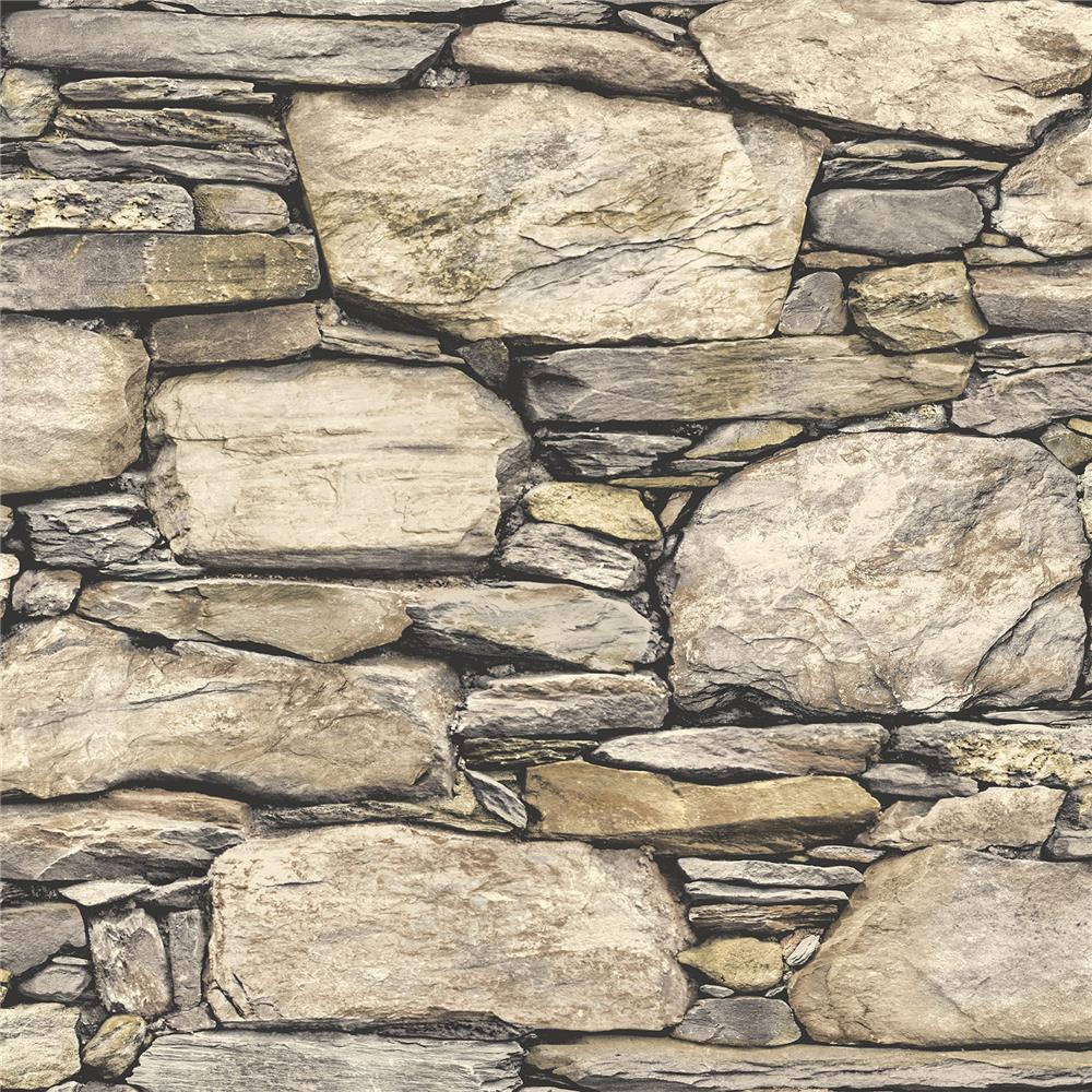 NuWallpaper by Brewster NUS2065 Hadrian Stone Wall Peel & Stick Wallpaper