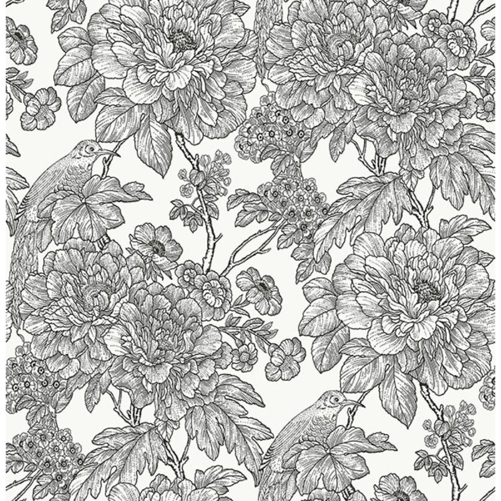 NuWallpaper By Brewster NUS3544 Black & White Sudbury Peel & Stick Wallpaper