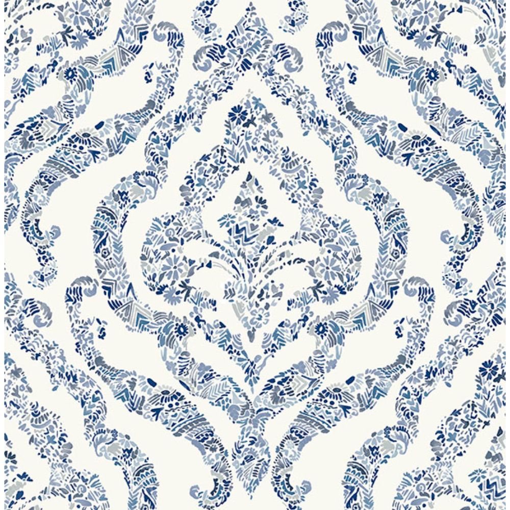 NuWallpaper By Brewster NUS3547 Blue Guildford Peel & Stick Wallpaper