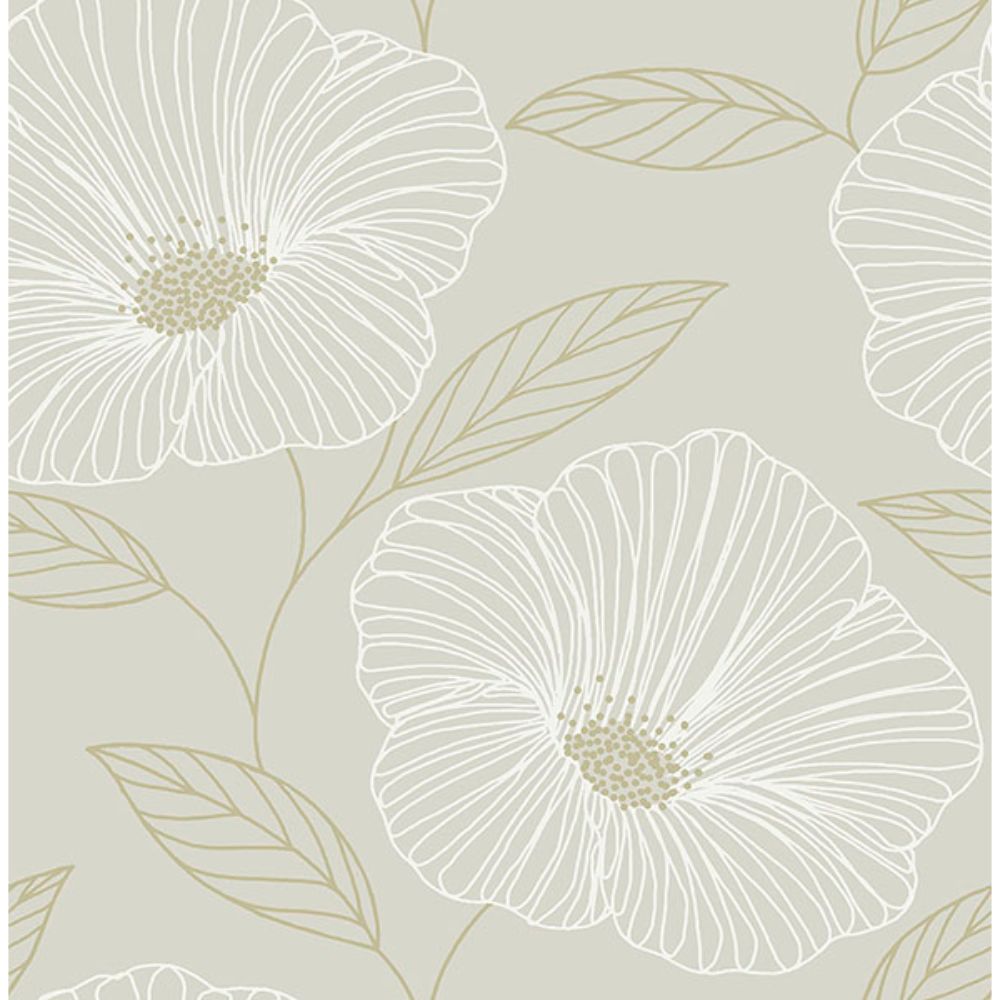 NuWallpaper By Brewster NUS3579 Dove Floweret Peel & Stick Wallpaper