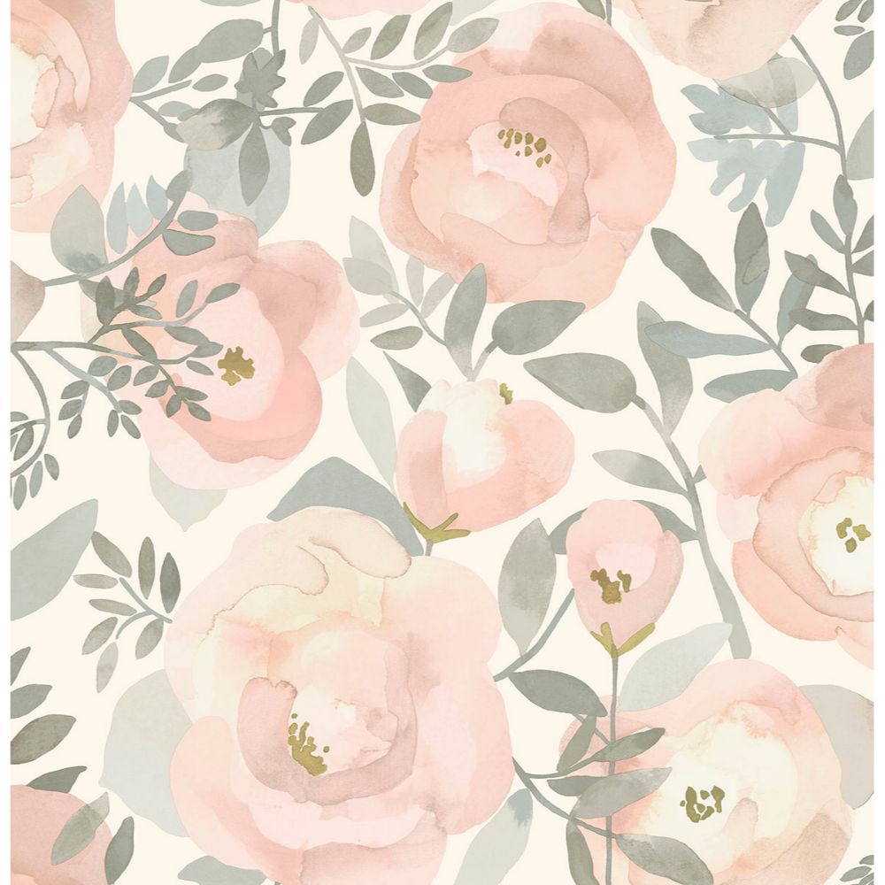NuWallpaper by Brewster NUS3830 Rose Peachy Keen Peel & Stick Wallpaper