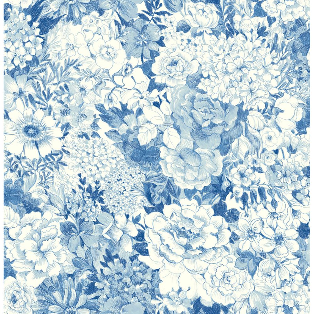 NuWallpaper by Brewster NUS3950 Indigo Empress Garden Peel & Stick Wallpaper
