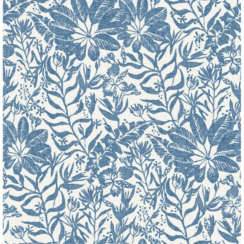 NuWallpaper by Brewster NUS3998 Blue Foliole Peel & Stick Wallpaper
