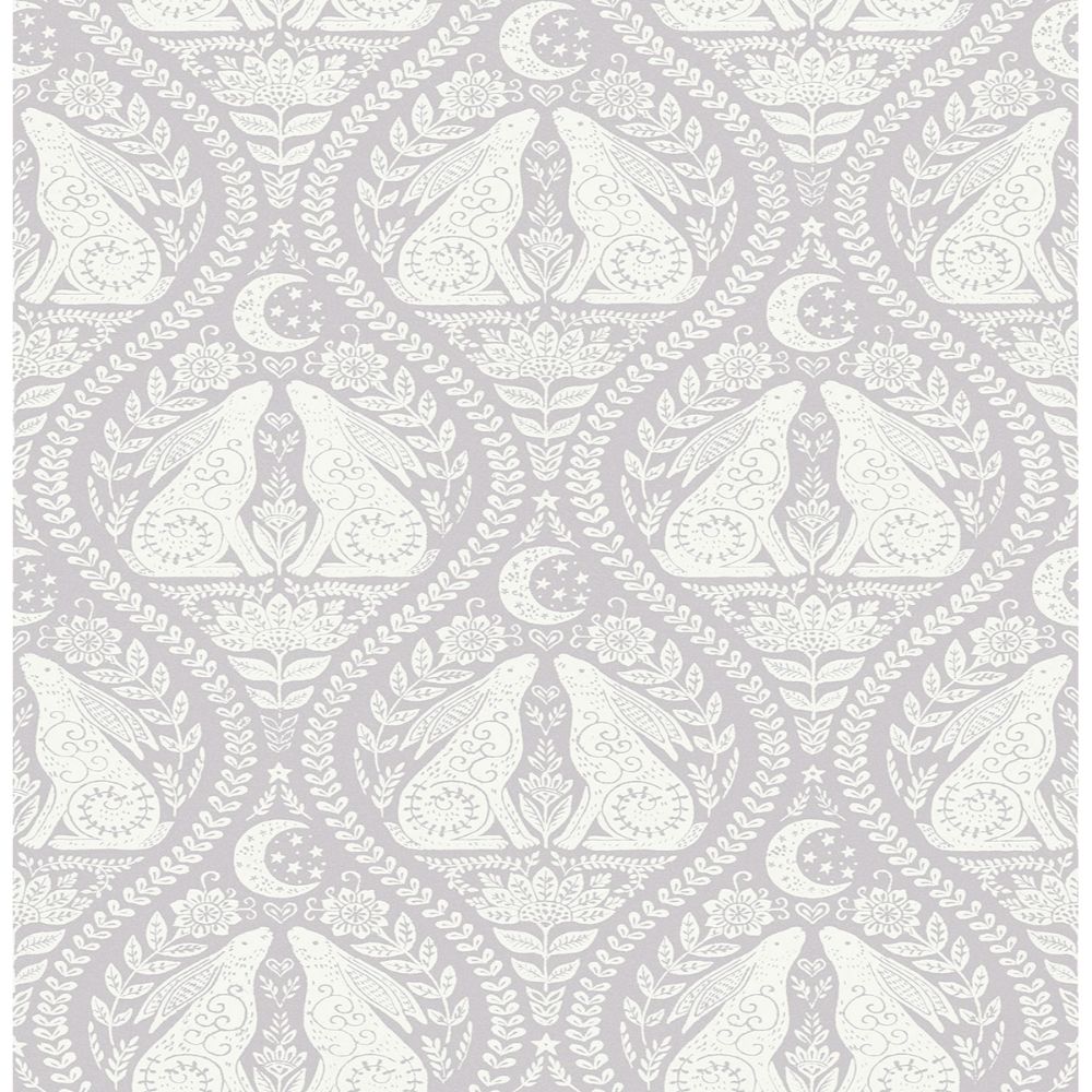 NuWallpaper by Brewster NUS4009 Grey Moon Rabbit Peel & Stick Wallpaper