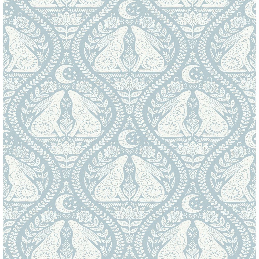 NuWallpaper by Brewster NUS4011 Blue Moon Rabbit Peel & Stick Wallpaper