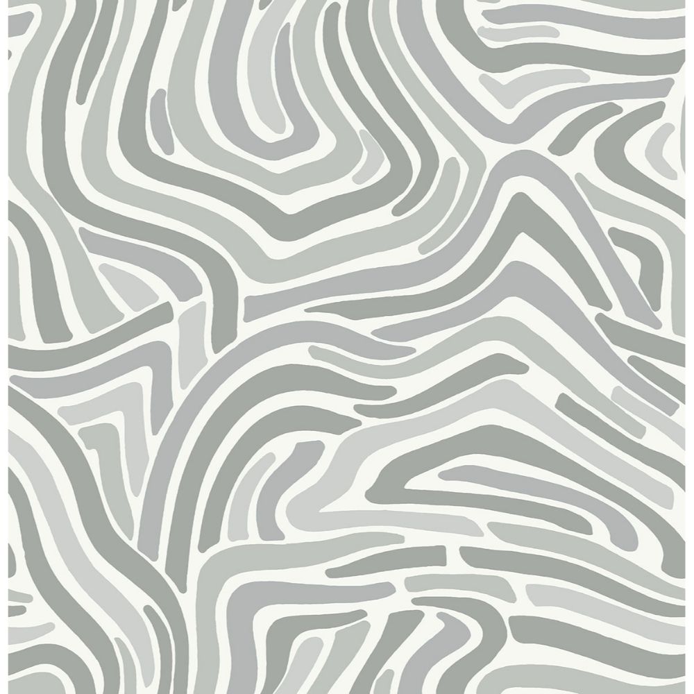 NuWallpaper by Brewster NUS4012 Grey Spirited Peel & Stick Wallpaper