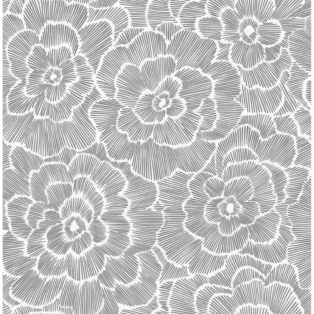NuWallpaper by Brewster NUS4047 Charcoal Saraya Peel & Stick Wallpaper