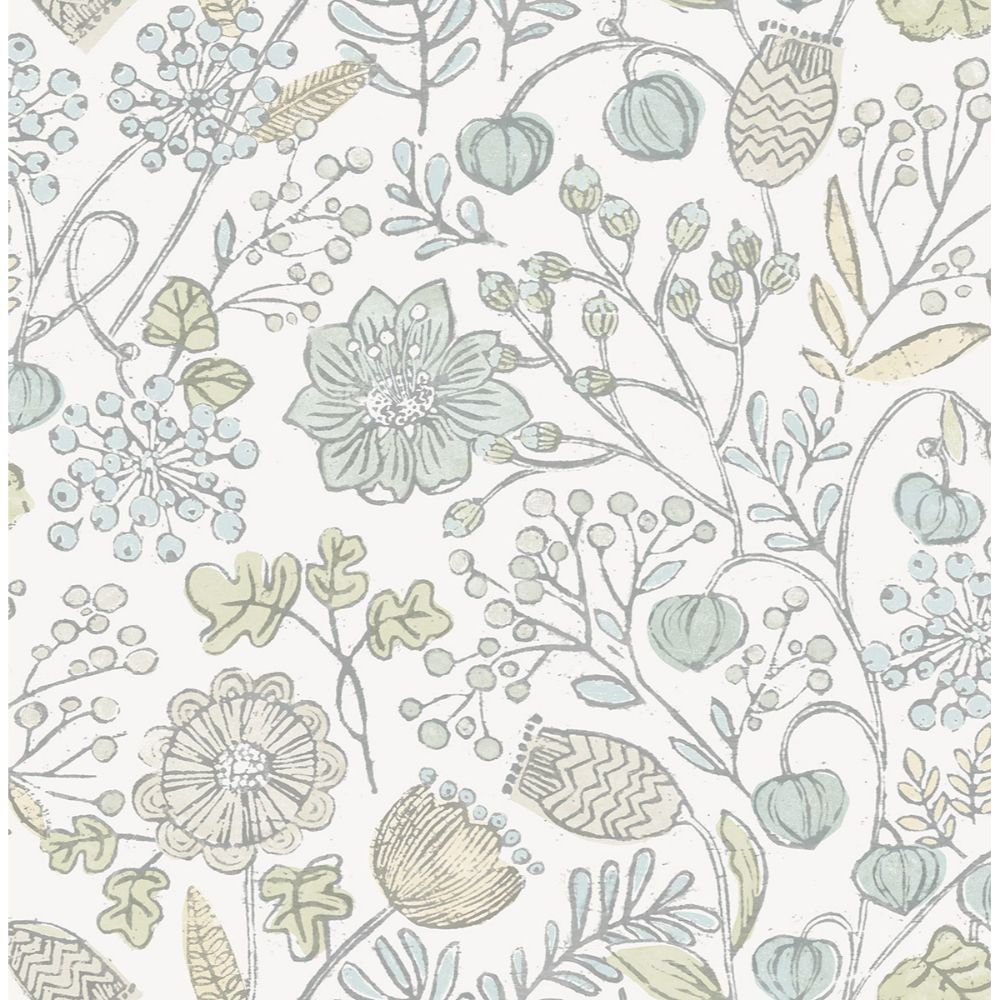 NuWallpaper by Brewster NUS4307 Blue and Green Southern Trail Peel & Stick Wallpaper