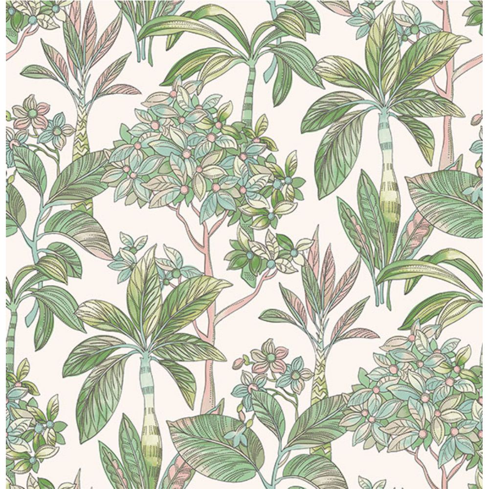 NuWallpaper by Brewster NUS4315 Pink Lime Panama Peel & Stick Wallpaper