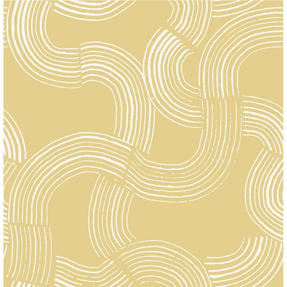 NuWallpaper by Brewster NUS4317 Mustard Hokime Peel & Stick Wallpaper