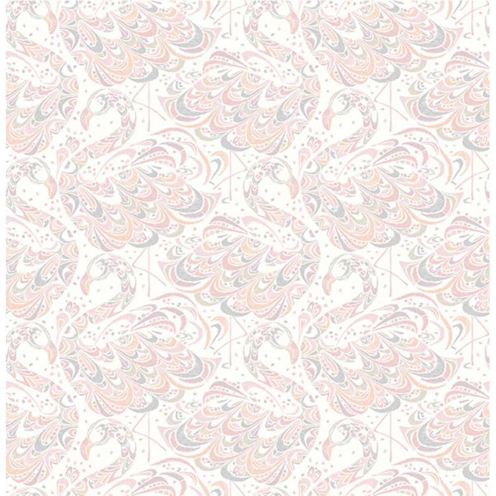 NuWallpaper by Brewster NUS4325 Pink Flamingo Peel & Stick Wallpaper