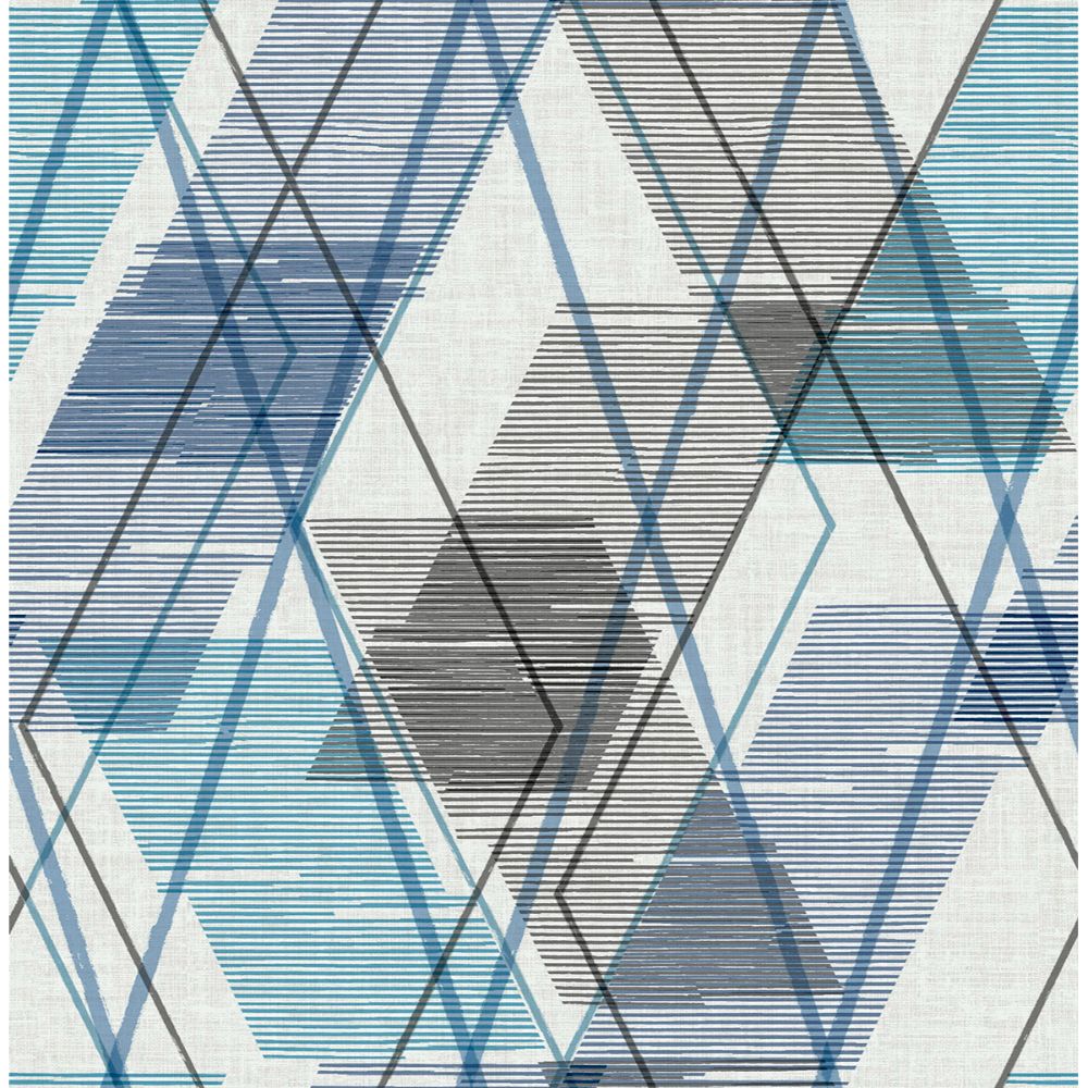 NuWallpaper by Brewster NUS4373 Blue Wallis Peel & Stick Wallpaper