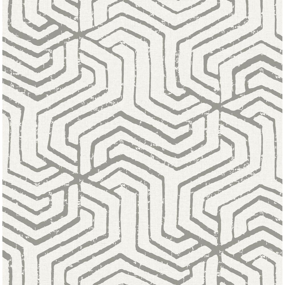 NuWallpaper by Brewster NUS4390 Grey Farrow Peel & Stick Wallpaper