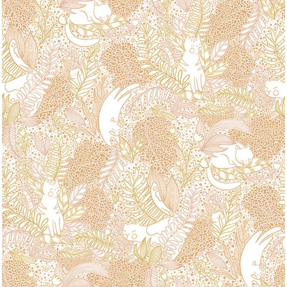 NuWallpaper by Brewster NUS4541 Botanical Terracotta Gato Garden Novelty Peel & Stick Wallpaper