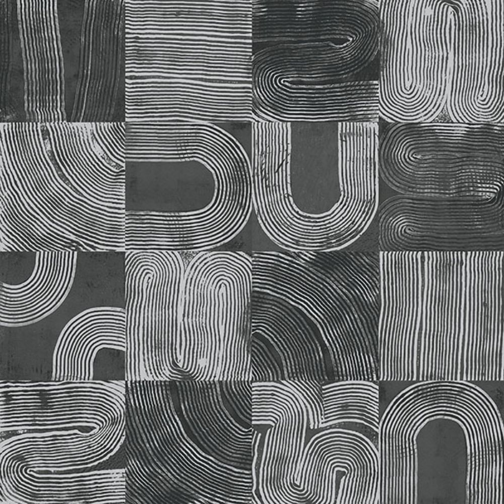 NuWallpaper by Brewster NUS4629 Black Vaughn Geometric Peel & Stick Wallpaper