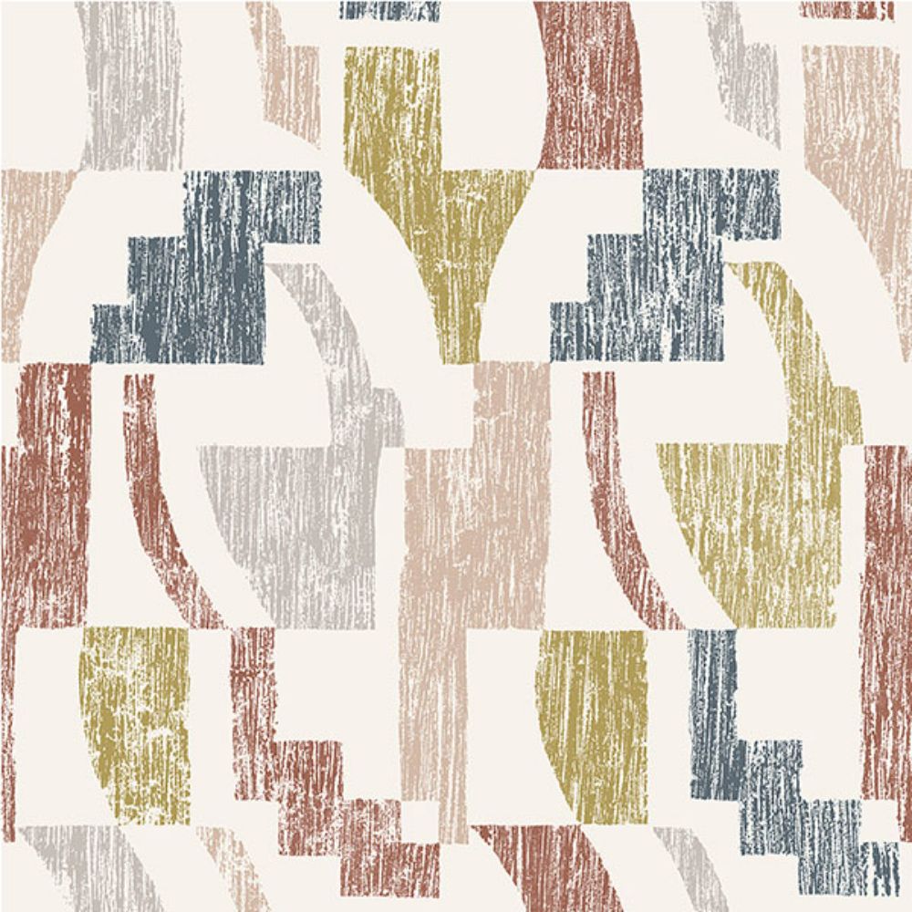NuWallpaper by Brewster NUS4632 Warm Multi Lenny Geometric Peel & Stick Wallpaper