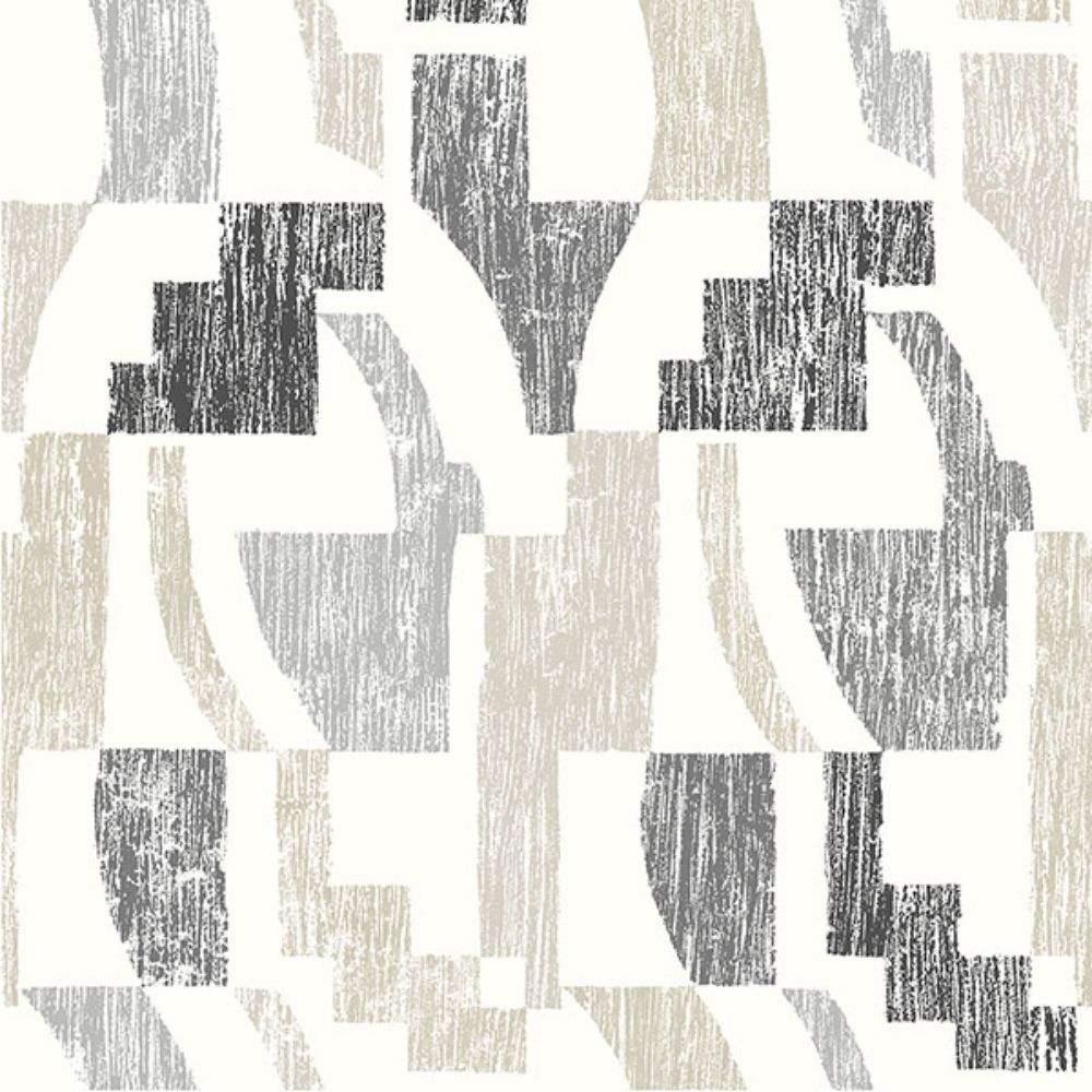 NuWallpaper by Brewster NUS4634 Taupe Multi Lenny Geometric Peel & Stick Wallpaper