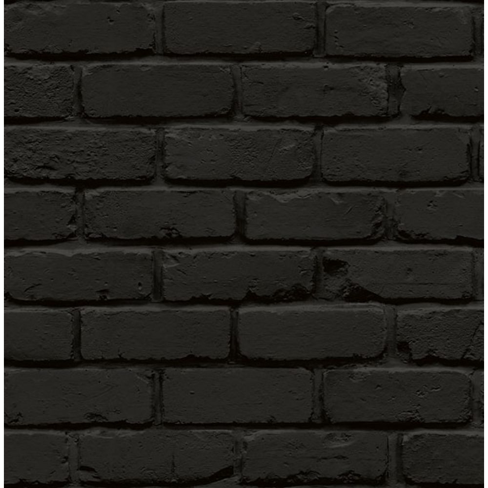 NuWallpaper by Brewster NUS4842 Black Amsterdam Brick Peel & Stick Wallpaper