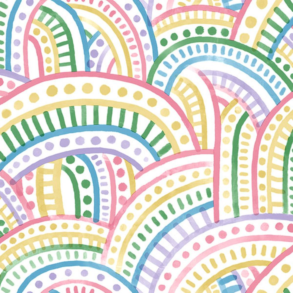 NuWallpaper by Brewster NUS4853 Retro Rainbow Multi Bright Peel & Stick Wallpaper