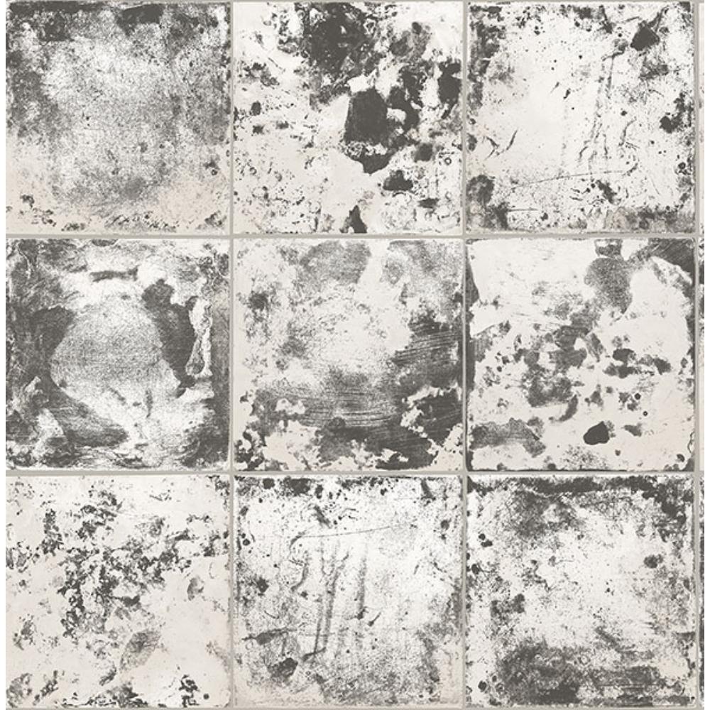 NuWallpaper by Brewster NUS4905 Metal Sheet Charcoal Peel & Stick Wallpaper