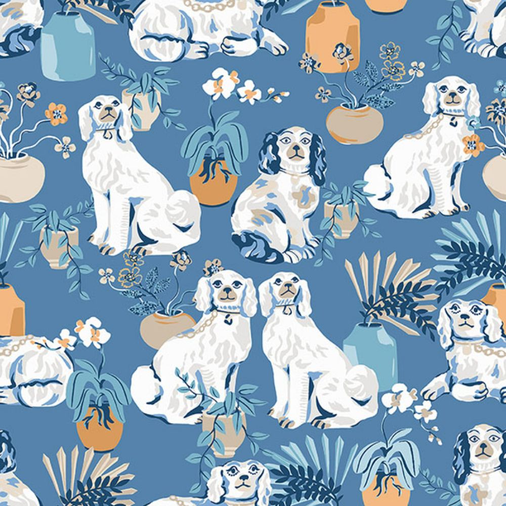 NuWallpaper by Brewster PFS4810 Cerulean Good Dog Peel & Stick Wallpaper