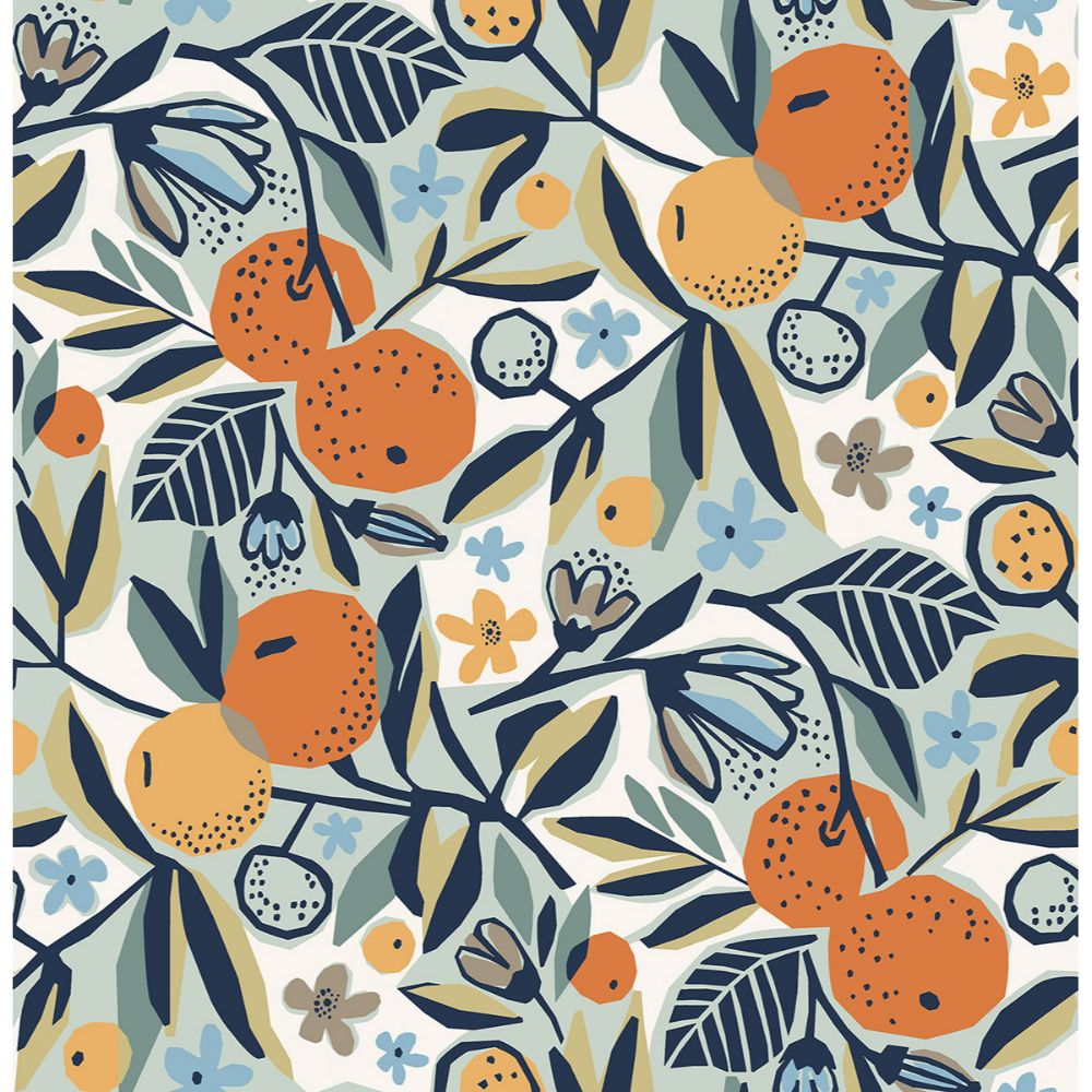 Pip & Lo by Brewster PLS4199 Navy Clementine Garden Peel & Stick Wallpaper