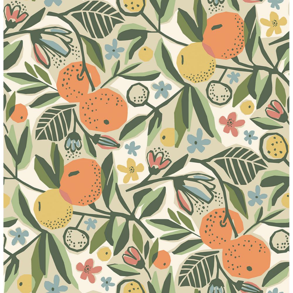 Pip & Lo by Brewster PLS4200 Ochre Clementine Garden Peel & Stick Wallpaper