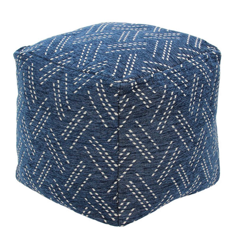 Fetco by Brewster PO1945AW Dotted Blue Pouf