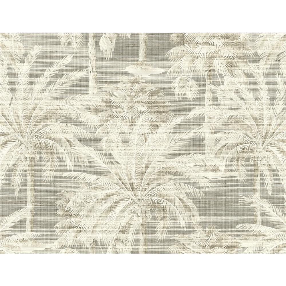 Kenneth James by Brewster PS40006 Palm Springs Dream Of Palm Trees Grey Texture Wallpaper