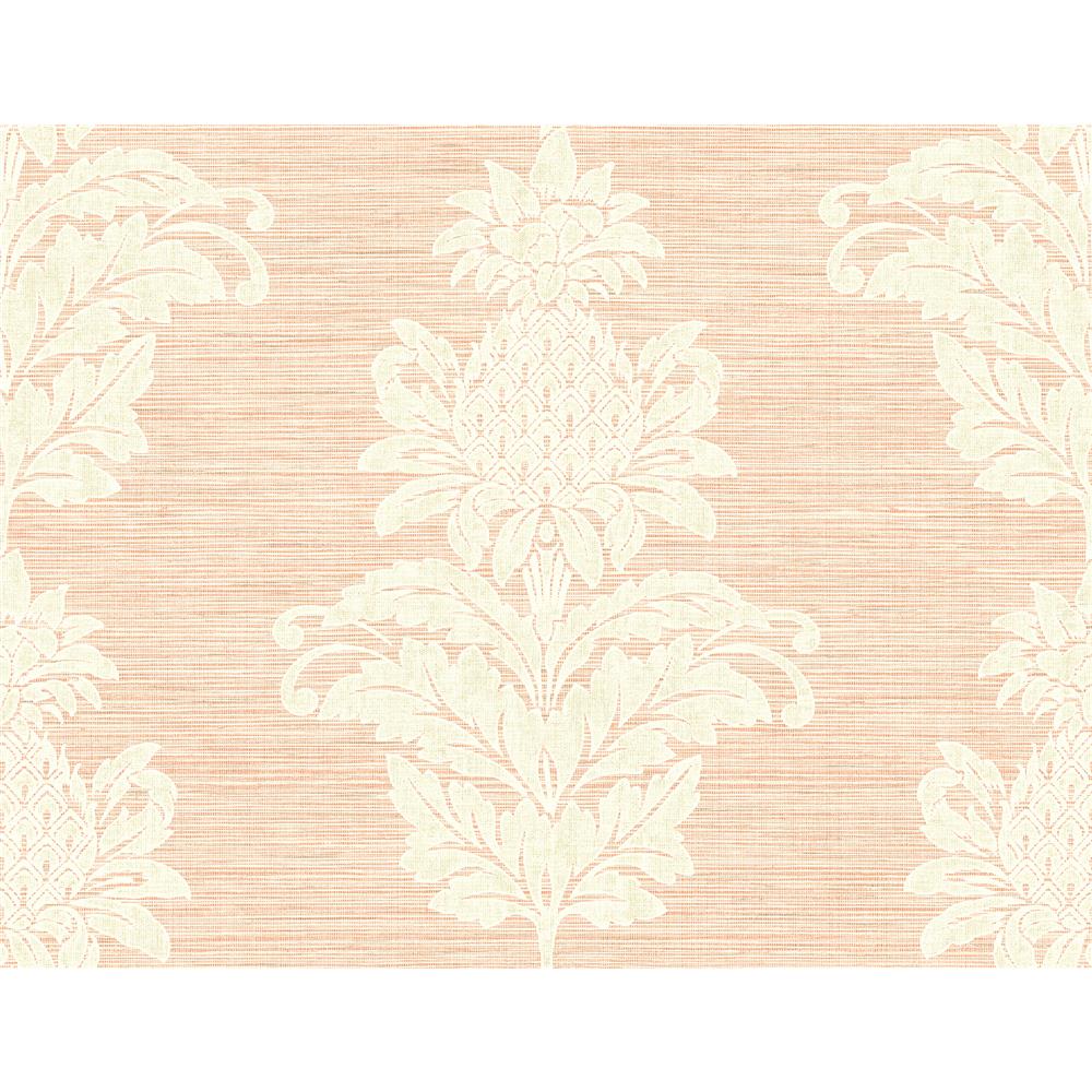 Kenneth James by Brewster PS40701 Palm Springs Pineapple Grove Pink Damask Wallpaper